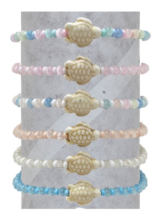 Adjustable 4mm eye with howlite turtle bracelet BR0939