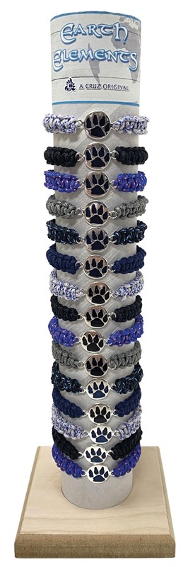 Adjustable paracord with paw pendant bracelet with tube & base ZBR0717-PAW - TUBE