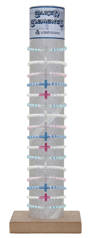 Adjustable 4MM Cat Eye Bead with Cross Pendant Bracelet with Tube & Base BR0939-CR - TUBE