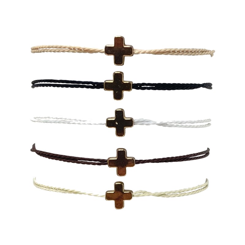 Gold Cross with String Adjustable Bracelet BR0942