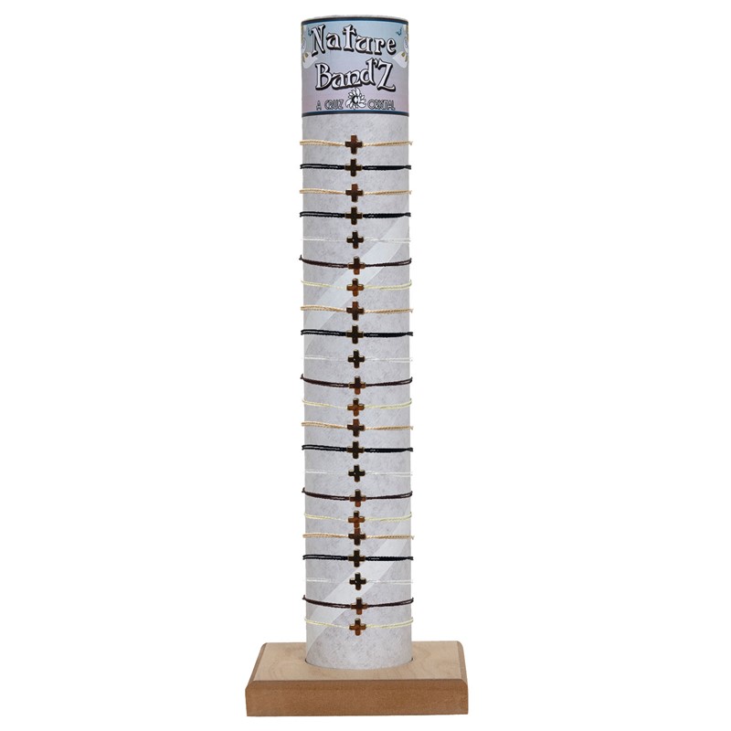 Gold Cross with String Adjustable Bracelet with Tube & Base BR0942- TUBE