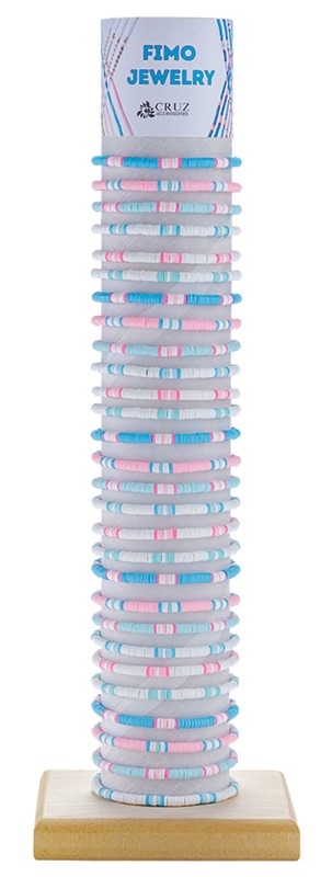 Adjustable Block Pattern Fimo Bracelet with Tube & Base BR1774 - TUBE