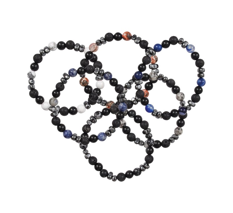 Semi-precious Stone & Lava Bead with hem Bracelet ZBR0319