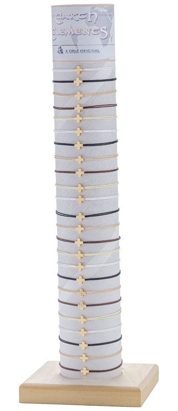 Gold Cross with String Adjustable Bracelet with Tube & Base BR0942 - TUBE