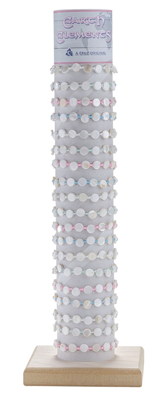 Adj. White Disc with Colored Bead Bracelet with Tube & Base BR0940 - TUBE