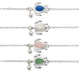 Cut Facet Bead With Pearl & Turtle Pendant Anklet Assorted