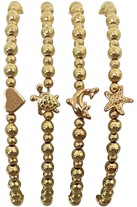 Gold Bead With Sea Life Pendant Elastic Bracelet Assorted