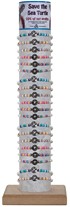 White & Color Fimo Bead W/Antiqued Pdt Turtle Elastic Bracelet Asst W/tube/base