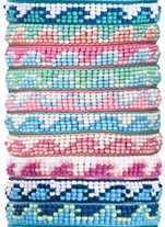 Mini-Seed Bead With Wave Pattern Adjustable Slide-Knot Bracelet (D) Assorted