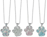 Rhinestone Paw Pendant on Silver Chain Necklace Assorted