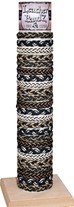 Cord And Leather Twist Pattern Slide-Knot Adj Bracelet Assorted W/Tube & Base