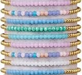 Gold Facet and Color Facet Bead Slide Knot Adjustable Bracelet Assorted