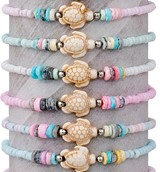 Dyed Bead Litob with Howlite Turtle Slide Knot Adjustable Bracelet Assorted