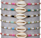 Cowry with Miyuki Bead Adjustable Slide Knot Bracelet Assorted