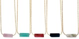 Rectangle Stone Bead on Gold Chain Necklace Assorted