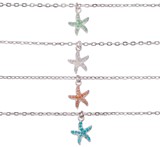 Beaded Starfish Pendant on Silver Chain Anklet Assorted