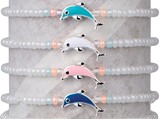 Iridescent Seed Bead W/Enamel Dolphin Adjustable Slide Knot Bracelet Assorted