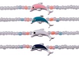 Enamel Dolphin Pendant on Iridescent Seed Bead Necklace Assorted