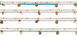 2 Strand Beads on Gold Chain With Disc Anklet Assorted