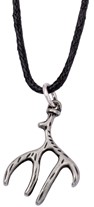 Antler Pendant on Black Cord Necklace