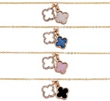 Crystal and Enamel Double Clover Pendants On Gold Chain Anklet Assorted