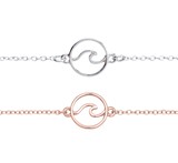 Silver & Rose Gold Circle Wave Pendant Anklet