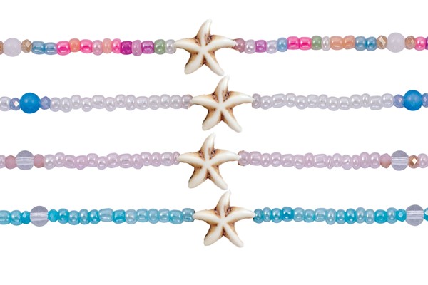 Iridescent Seed Bead With Small Howlite Starfish Anklet Assorted