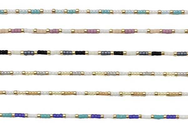 Adj. Miyuki & Gold Bead Anklet Asst'd