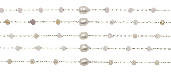 Facet Bead with Pearl Bead Necklace