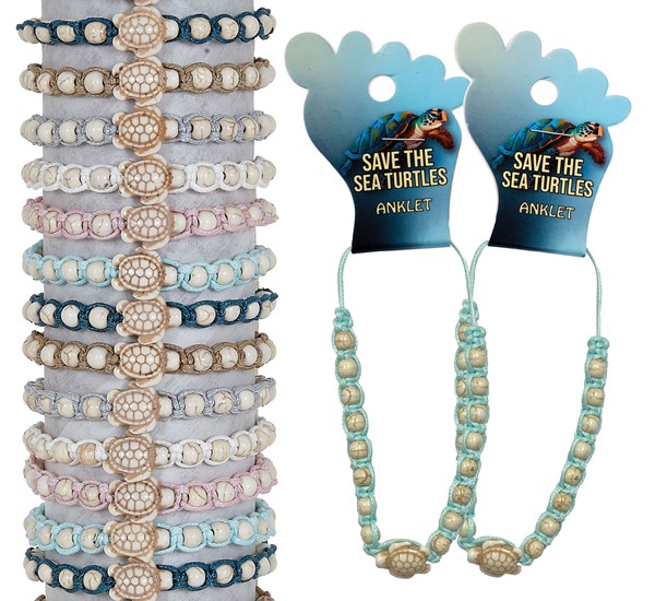 Howlite Turtle & Bead Anklet