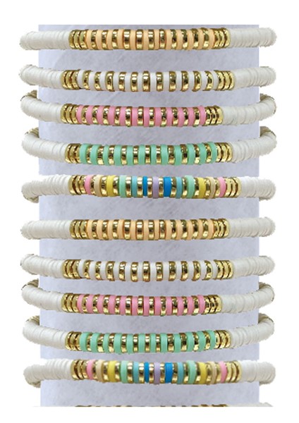 Adjustable Fimo & Gold Disc Bracelet