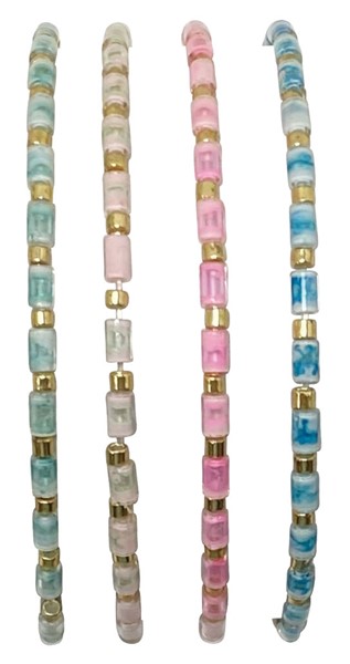 Stretch Clear Tube and Gold Bead Bracelet