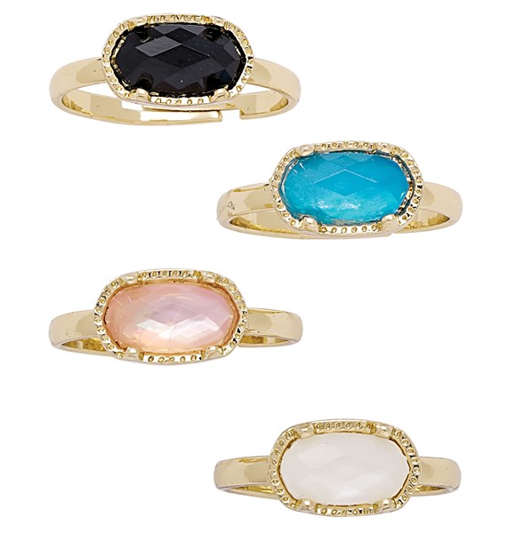 Oval Facet Cut Bead Adjustable Ring