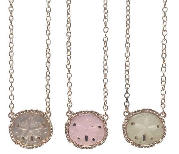 Rose Gold Inlay Sand Dollar Pendant Necklace
