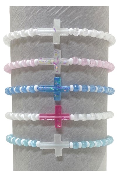 Adjustable 4MM Cat Eye Bead with Cross  Pendant Bracelet
