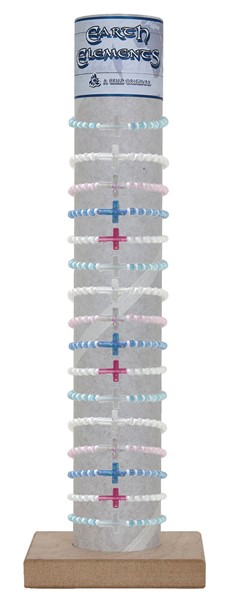 Adjustable 4MM Cat Eye Bead with Cross Pendant Bracelet with Tube & Base