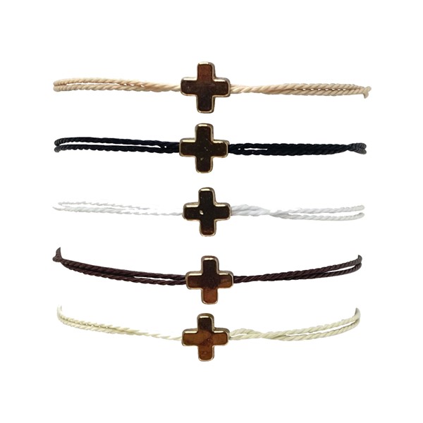 Gold Cross with String Adjustable Bracelet
