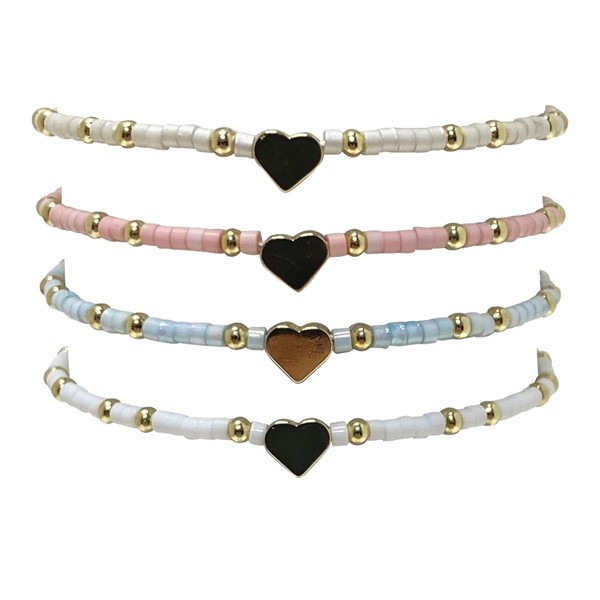 Adjustable Tube Bead with Heart Pendant Bracelet