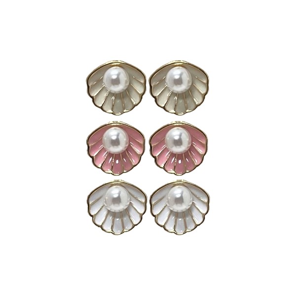 Enamel Open Clam Shell with pearl Pendant earrings
