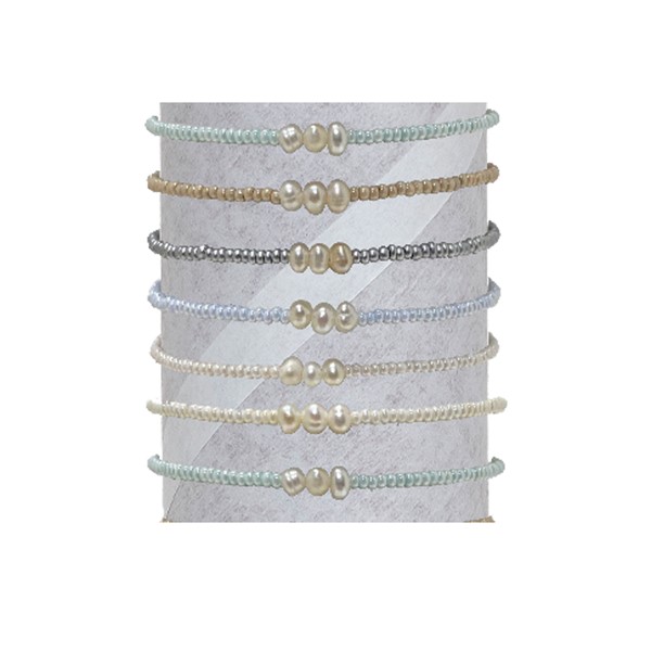 Adjustable 3 Mini Pearl - Seed Bead Bracelet