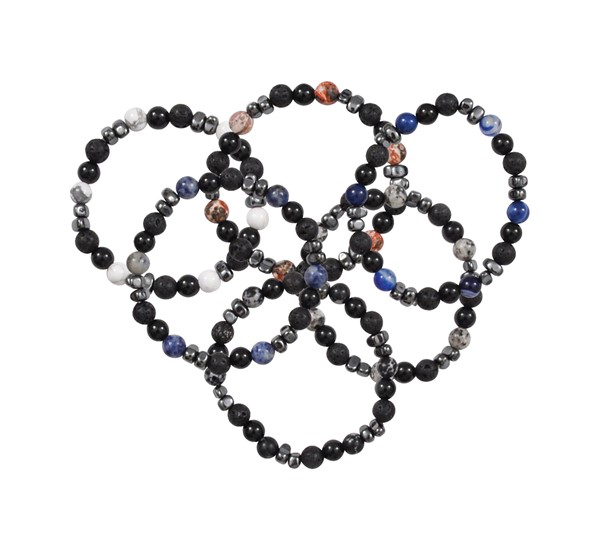 Semi-precious Stone & Lava Bead with hem Bracelet