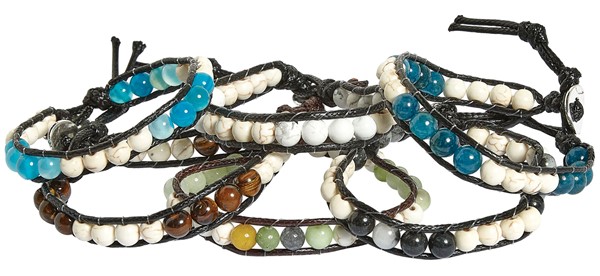 6mm Semi Precious & Howlite Bead Bracelet Assorted
