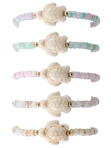 5 mm Bead with Howlite Turtle Adjustable Bracelet