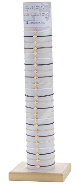 Gold Cross with String Adjustable Bracelet with Tube & Base