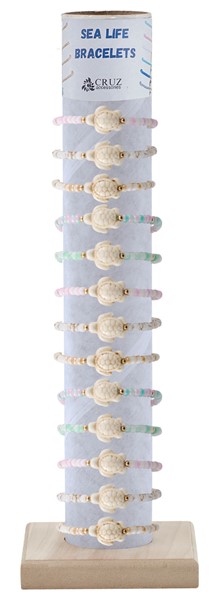 5 mm Bead with Howlite Turtle Adjustable Bracelet with Tube & Base