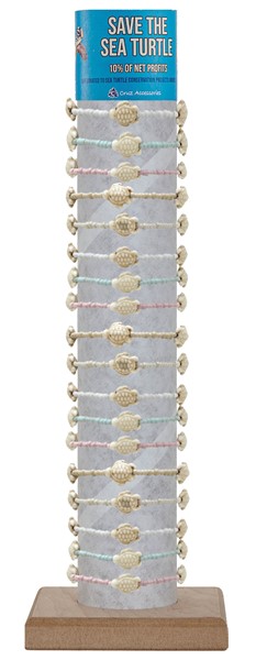 Adjustable 3 Howlite Turtle & Seed Bead Bracelet with Tube & Base